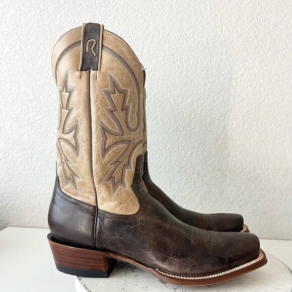 Rod Patrick Mens Cowboy Boots 12.5A Antique Mocha Bison Brown Western Blunt Toe - Picture 2 of 13